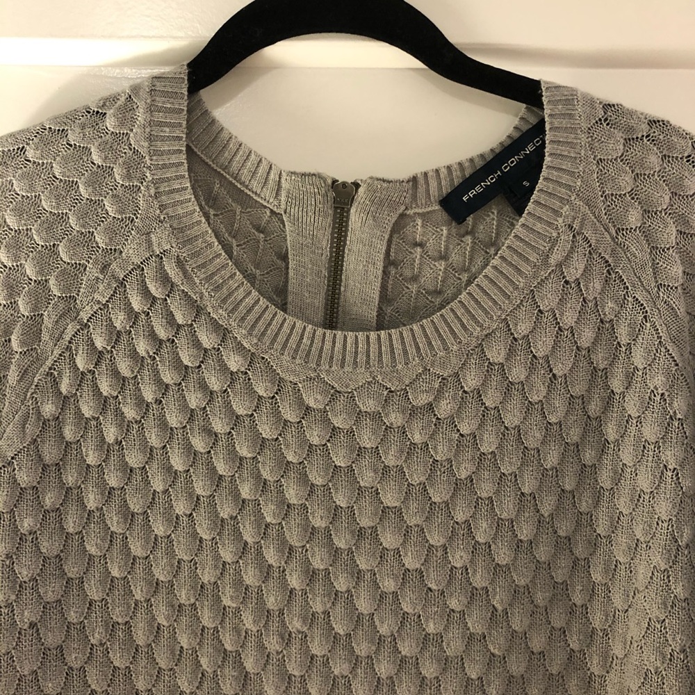 French Connection Gray Textured Sweater, S